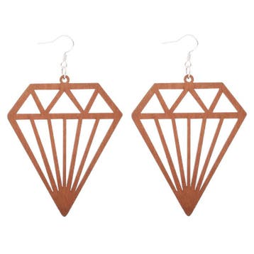 Houten Oorbellen | Diamond, Ophalen of Verzenden, Nieuw