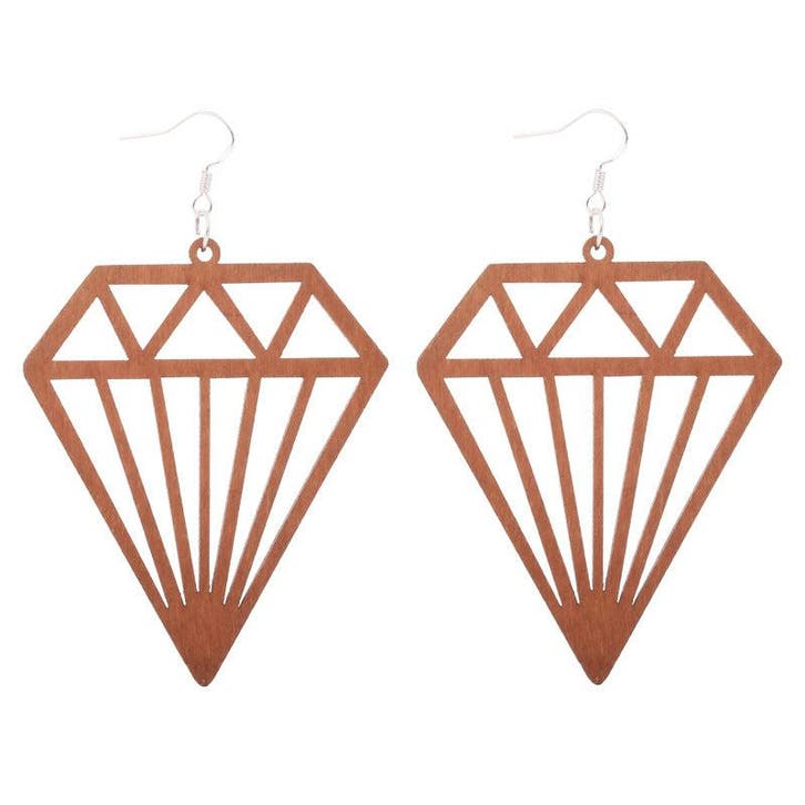 Houten Oorbellen | Diamond, Sieraden, Tassen en Uiterlijk, Oorbellen, Nieuw, Ophalen of Verzenden