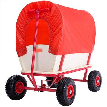 Handkar Bruin/Rood Hout 168x99x61cm met Huif (Loopwagens), Verzenden, Nieuw
