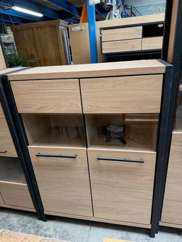Serval vitrine/bergkast, blonde oak, Nieuw, Glas