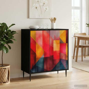 vidaXL Dressoir HEESCH Zwart eiken 69 x 33 x 76 cm Bewerkt, Huis en Inrichting, Kasten | Dressoirs, Verzenden, Nieuw, Overige houtsoorten