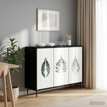 vidaXL Dressoir HANAU Zwart eiken 102 x 33 x 76 cm Bewerkt, Huis en Inrichting, Kasten | Dressoirs, Verzenden, Nieuw, Overige houtsoorten