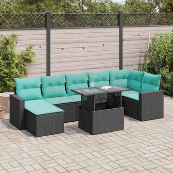 vidaXL 8-delige Loungeset met kussens poly rattan acacia, Verzenden, Nieuw, Loungeset