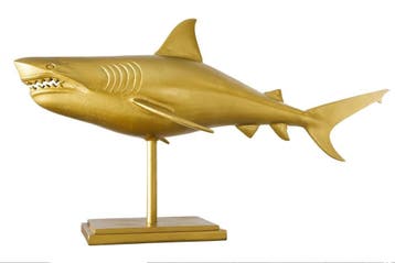 Maritieme Skulptur HAI 103cm goud handgemaakt Metall Design, Ophalen of Verzenden, Nieuw