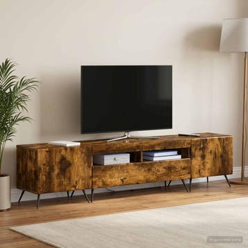 vidaXL LED tv-meubel BREDA 3 st Gerookt eiken Bewerkt hout, Minder dan 50 cm, Verzenden, Nieuw, Minder dan 100 cm