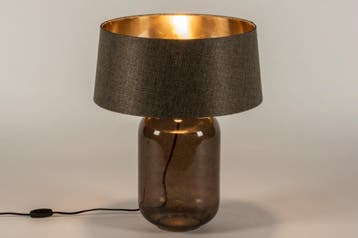 Rietveld Tafellampen - Bruin, Goud - Glas, Stof, Huis en Inrichting, Lampen | Tafellampen, Verzenden, Nieuw