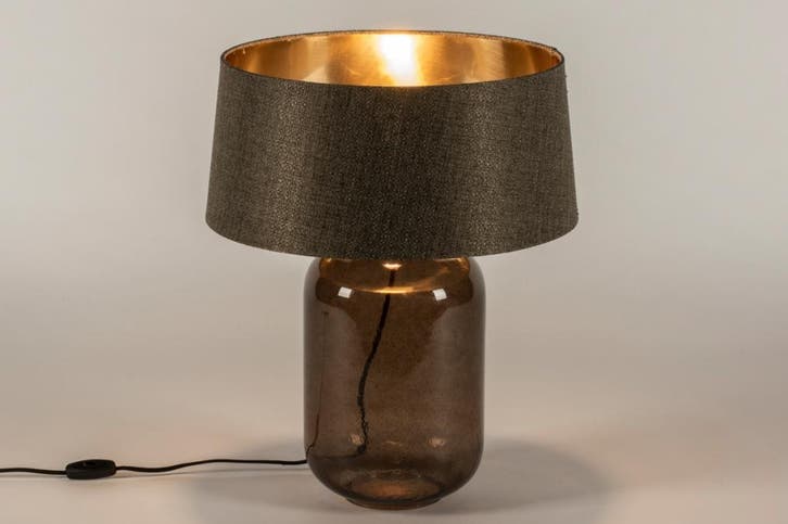 Rietveld Tafellampen - Bruin, Goud - Glas, Stof, Huis en Inrichting, Lampen | Tafellampen, Verzenden
