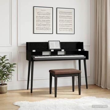 vidaXL studiobureau Zwart eiken 152 x 40 x 19,5 cm Bewerkt, Muziek en Instrumenten, Keyboards, Verzenden, Nieuw