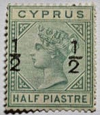 Cyprus 1882 - SG 23 CV 850 -ONDERTEKEND - 1/2 ON 1/2pi, Gestempeld