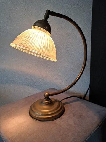 Art Deco desklamp - Bureaulamp - Messing, Glas - Art Deco