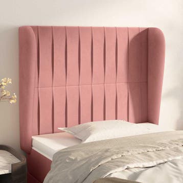 vidaXL Hoofdbord met randen 93x23x118/128 cm fluweel roze, Verzenden, Nieuw, Stof