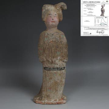 Oud Chinees, Tang-dynastie Aardewerk Statuet van een Dikke