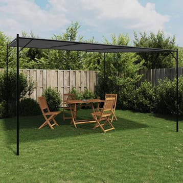 vidaXL Prieel 4x4 m 180 g/m² stof en staal antracietkleurig, Verzenden, Nieuw