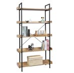 Nieuwe Stellingkast met 5 Planken – Licht Eiken en Zwart, Huis en Inrichting, Kasten | Stellingkasten, Verzenden, Nieuw