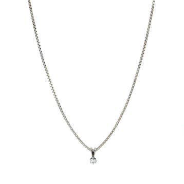 Witgouden collier met diamant hanger 40.5 cm 14 karaat, Sieraden, Tassen en Uiterlijk, Kettingen, Verzenden, Zo goed als nieuw
