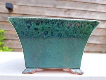 Bonsai schaal - 14,5 cm x 14,5 cm x 8,5 cm - groen