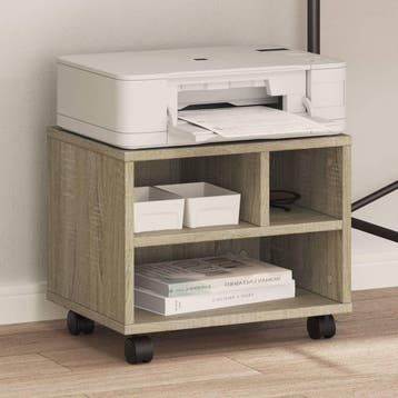 vidaXL Printerkastje met wielen 41x32x34,5 cm sonoma, Computers en Software, Verzenden, Nieuw