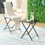Tuintafel Vegårshei opvouwbaar 45x40x40 cm zwart [en.casa], Tuin en Terras, Tuintafels, Verzenden, Nieuw