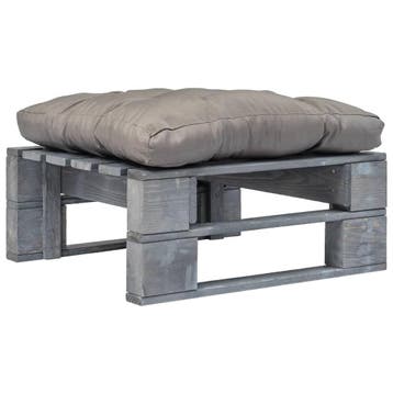 vidaXL Tuinhocker met grijs kussen pallet hout grijs, Verzenden, Nieuw