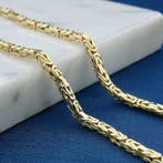 Gouden vierkante koningsketting, Sieraden, Tassen en Uiterlijk, Kettingen, Ophalen of Verzenden, Gebruikt, Overige kleuren, Goud