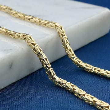 Gouden vierkante koningsketting, Sieraden, Tassen en Uiterlijk, Ophalen of Verzenden, Gebruikt, Goud, Goud
