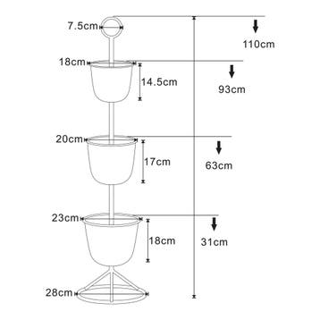 Plantenstandaard Alphen 3 bloempotten 110x28 cm lichtgrijs [, Tuin en Terras, Bloempotten, Verzenden, Nieuw