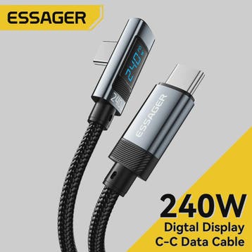 Essager 240W USB-C Kabel 90 Graden Hoek PD Snelladen met Dig, Verzenden, Nieuw