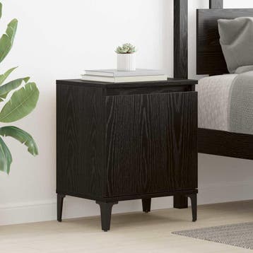 vidaXL Nachtkastje Zwart Eiken 40 x 30 x 50 cm Bewerkt hout, Minder dan 45 cm, Verzenden, Nieuw, Minder dan 55 cm
