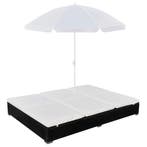 vidaXL Loungebed met parasol poly rattan zwart, Verzenden, Nieuw