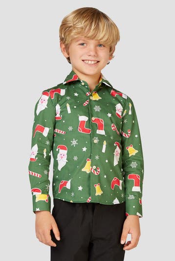 Kerst Overhemd Kind Groen, Ophalen of Verzenden, Nieuw