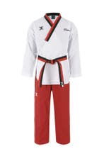 JCalicu poomsae taekwondopak | WT | Wit / Rood (Maat: 170), Verzenden, Nieuw, Taekwondo, Vechtsportpak