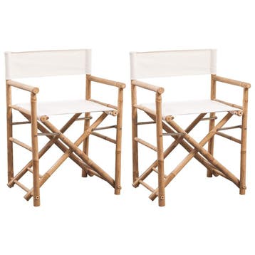 vidaXL Regisseursstoelen 2 st inklapbaar bamboe en canvas, Verzenden, Nieuw, Hout