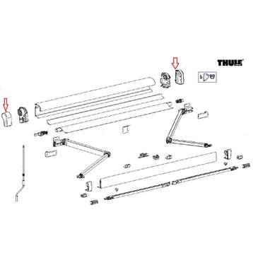 Thule Eindkap Mainhousing LH+RH 4900 Antraciet, Caravans en Kamperen, Ophalen of Verzenden, Nieuw, Thule