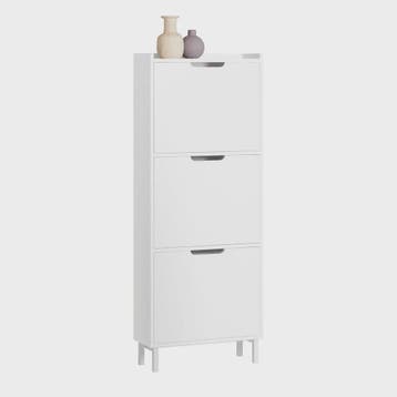 Smalle Schoenenkast met 3 Klepkasten en 6 Legplanken - Wit, Verzenden, Nieuw