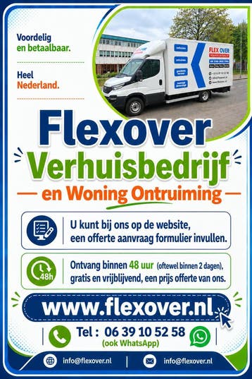 Goedkoop verhuisbedrijf -  OUD-BEIJERLAND  --- Flexover --, Inpakservice, Opslag