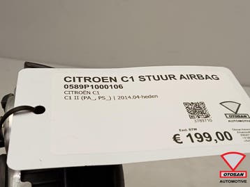 Citroen C1 2014+ Stuur Airbag 0589p1000108, Auto-onderdelen, Ophalen, Gebruikt, Citroën