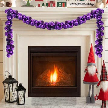 vidaXL Kerstbal Guirlande LEDs Lila 186 cm Polystyreen, Verzenden, Nieuw