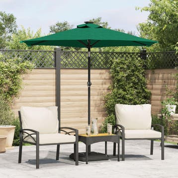 vidaXL Parasol met stalen paal 225x225x212 cm groen, Verzenden, Nieuw, 2 tot 3 meter