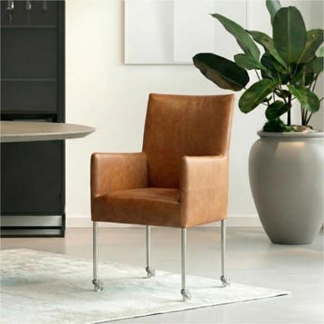 Set van 4 Leren eetkamerstoelen Spark - Vintage Cognac, Huis en Inrichting, Stoelen, Ophalen of Verzenden, Nieuw, Leer