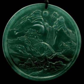 Jade - Natuurlijke jadeiet (Type A) uitgehouwen ronde hanger