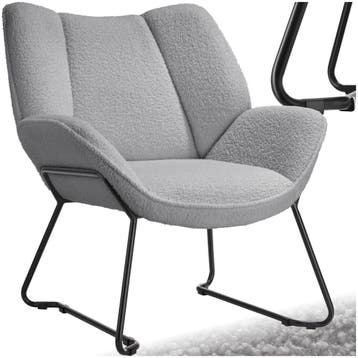 Fauteuil Kjeld bouclé, gestoffeerd, 120kg draagkracht, Verzenden, Nieuw
