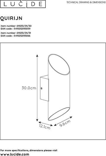 Lucide QUIRIJN - Wandlamp - Ø 10 cm - 1xG9 - Wit, Ophalen of Verzenden, Nieuw