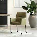 Set van 8 Leren eetkamerstoelen Lucky - Vintage Olive, Huis en Inrichting, Stoelen, Ophalen of Verzenden, Nieuw, Leer