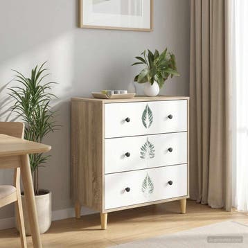 vidaXL Ladekast HANAU Groene bladerenprint 66 x 36,5 x 75 cm, Verzenden, Nieuw