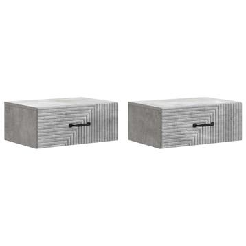 vidaXL Wandbeugel Bedkast met lade 2 pcs Betongrijs 49 x, Minder dan 45 cm, Verzenden, Nieuw, Minder dan 55 cm