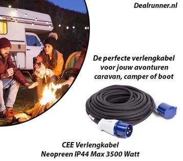 20 Meter CEE Verlengkabel Neopreen IP44 Max 3500 Watt, Verzenden, Nieuw