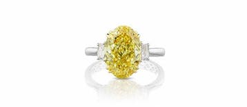 Ring - 14 karaat Witgoud, Geel goud - 5.41ct. tw. Geel, Nieuw