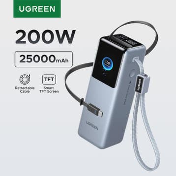 UGREEN Nexode Pro 200W Powerbank 25000mAh met Ingebouwde Kab, Verzenden, Nieuw