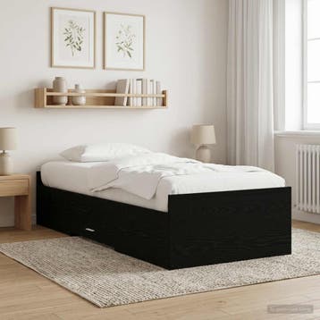 vidaXL Bedframe met opslag Zwart eiken 80 x 200 cm Bewerkt, Eenpersoons, Verzenden, Zwart, Nieuw