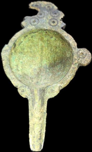 Byzantijns Middeleeuwse bronzen olielamp 600 n.Chr. (Zonder